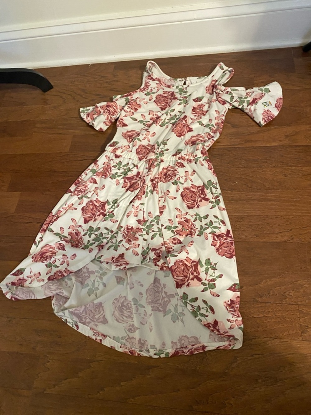 One Step Ahead White Floral Cold-Shoulder Maxi Dress
